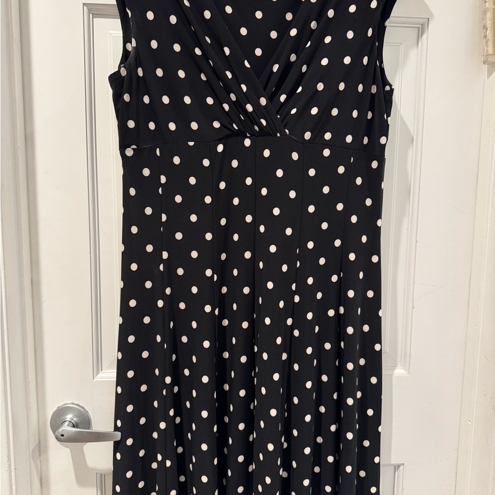 Ralph Lauren Black and White Sleeveless Fit and Flare Midi Dress